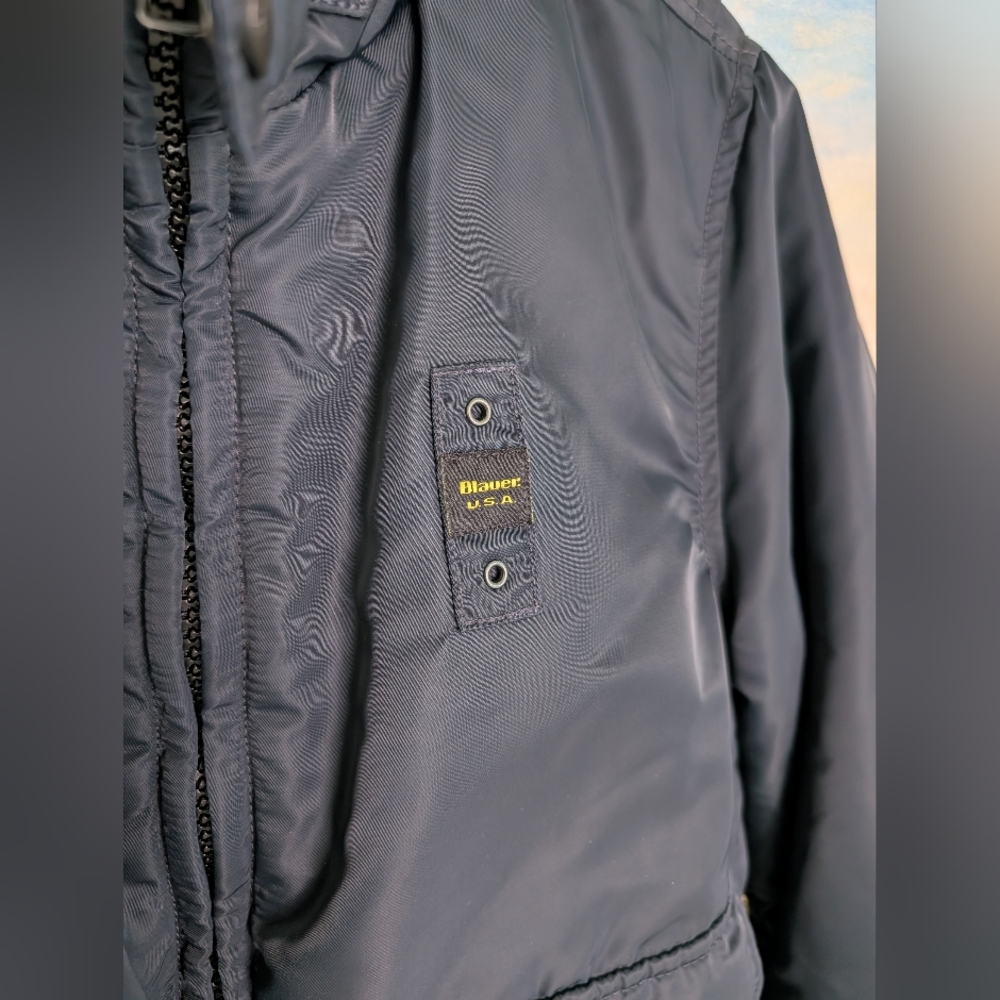 Blauer Heavy Black Bomber Jacket Medium - Picture 6 of 10